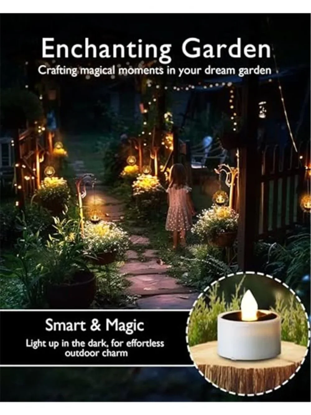 Solar Tea Lights Outdoor Waterproof LED Flameless Candles Warm White Flickering